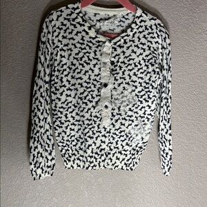 Anthropologie navy and White Patterned Cardigan